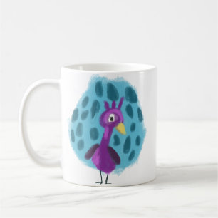 Tasse à café à motif de feuille abstraite de paon 