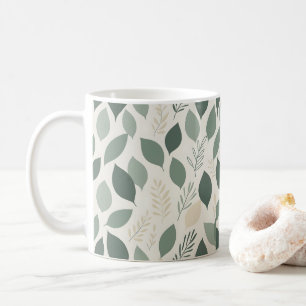 Tasse à café à motif de feuille vert sauge Motif