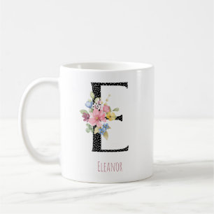 Tasse à café à motif pois noir et monogramme flora