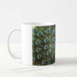 Tasse à café à plumes de queue de paon majestueux