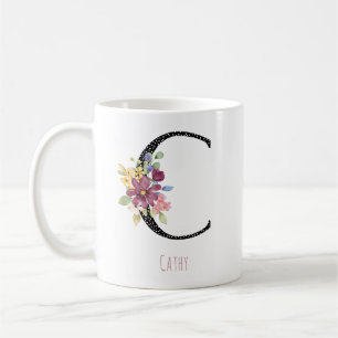 Tasse à café à pois et monogramme C floral