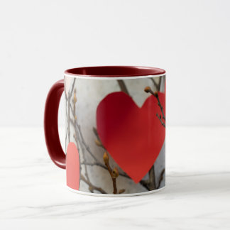 Tasse à café accent cœurs rouges romantiques | Amo