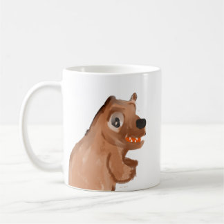 Tasse à café aquarelle ours brun fantaisiste migno
