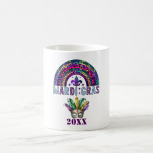 Tasse à café Arc-en-ciel et Masque de Mardi Gras