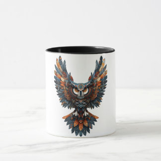 Tasse à café avec art tribal majestueux de hibou