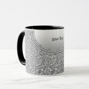 Tasse à café avec cadre pailleté argenté