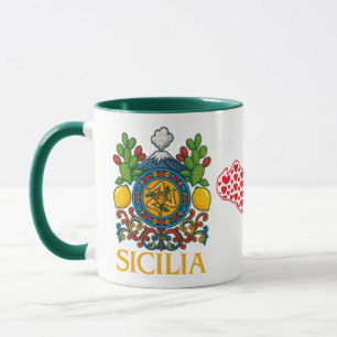 Tasse à café avec dessin de Trinacria sicilienne