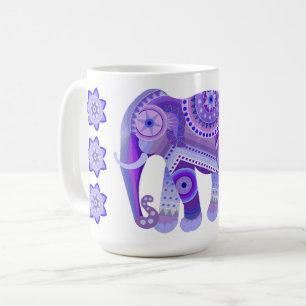 TASSE À CAFE AVEC ÉLÉPHANT BLEU FRAIS & FLEURS