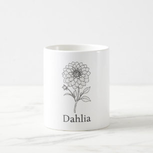 Tasse à café avec illustration minimale de fleur d