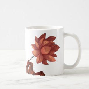 Tasse à café avec main artistique tenant une fleur