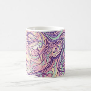 Tasse à café avec portrait de visage abstrait en e