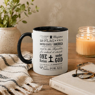 Tasse à café avec serment d'allégeance vintage poc
