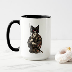 Tasse à café avec un chien guerrier japonais en ar