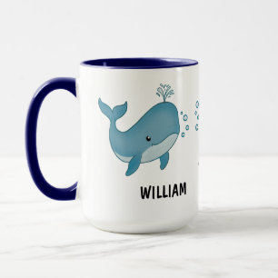 Tasse à café baleine mignonne dessinée à la main p