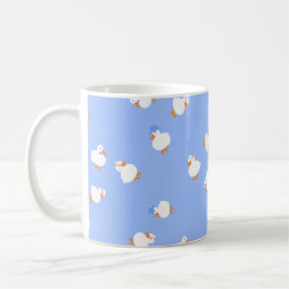 Tasse à café bleue avec canards mignons illustrés 