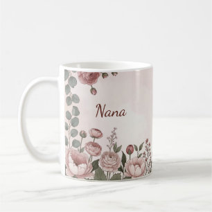 Tasse à café botanique au pinceau à aquarelle pour