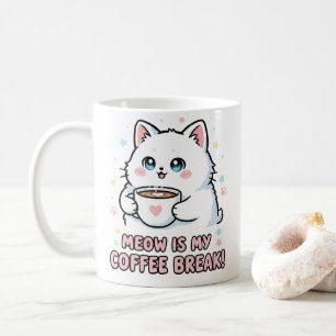 Tasse à café chat blanc Kawaii