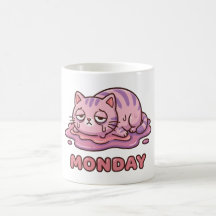 Tasse à café chat rose fonte drôle lundi