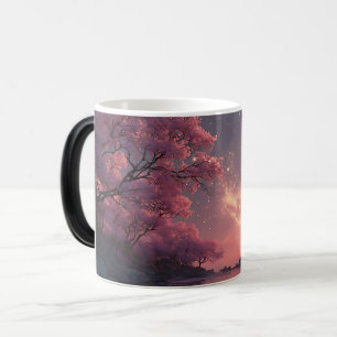 Tasse à café Ciel nocturne de l'arbre fleuri rose