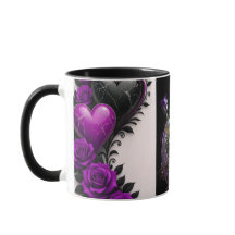 Tasse à café Cœur d'Améthyste de Luxe et Roses Vio