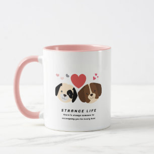 Tasse à café couple de chiens tons rose mignon