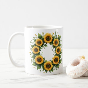 Tasse à café Couronne de Tournesol Doré Élégant