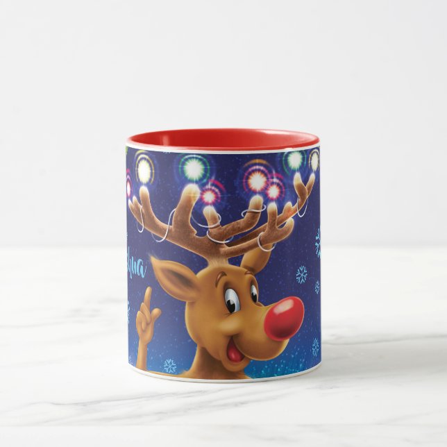 Tasse à café de Noël personnalisée , Rudolph & lig (Centre)