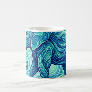 Tasse à café dégradé bleu océan éléphant abstrait