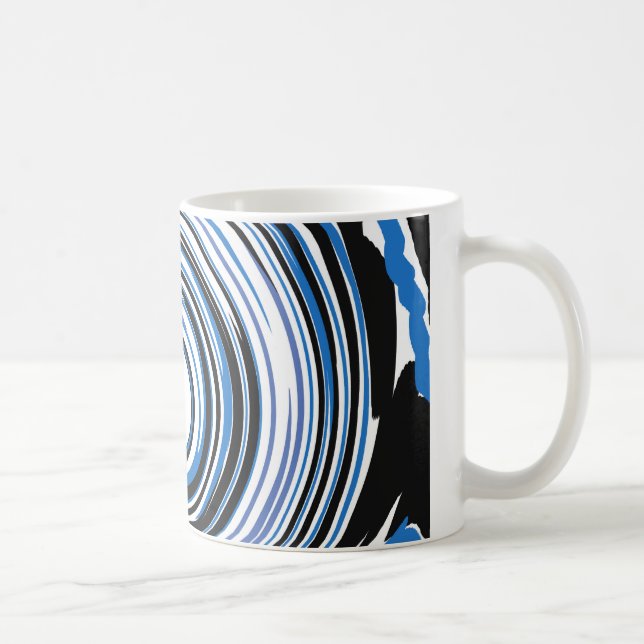 Tasse à café design tourbillon noir et bleu (Droite)