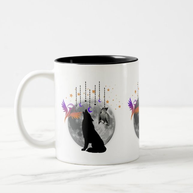 Tasse à café design Wolf-Moon-Phoenix-Owl-design g (Gauche)