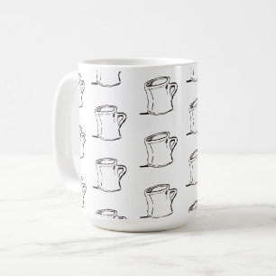 Tasse à café dessin animé incurvé déformé sur une