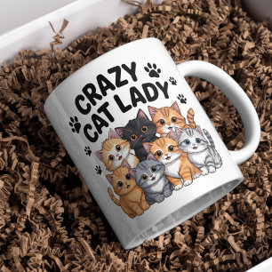 Tasse à café drôle de dame aux chats pour amoureux