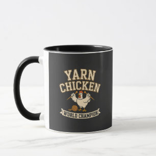 Tasse à café drôle de poulet champion de laine rét