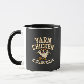 Tasse à café drôle de poulet champion de laine rét