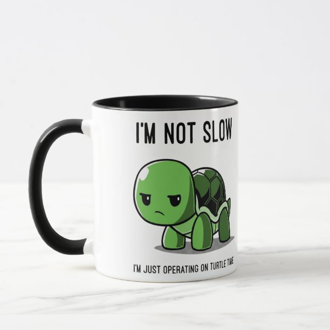 Tasse à café drôle Grumpy Turtle Time Not Slow (Gauche)