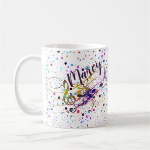 Tasse à café éclaboussée de musique colorée person