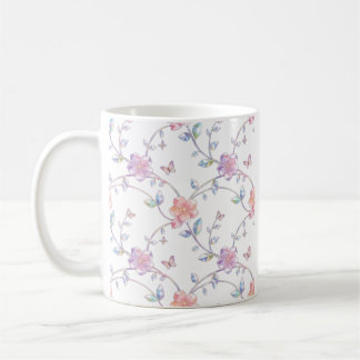 Tasse à café élégante en mosaïque florale pastel p