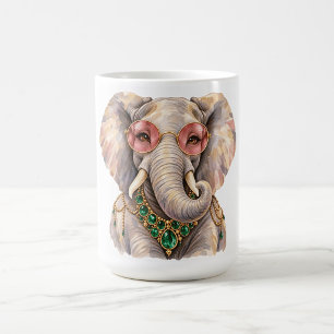 Tasse à café en aquarelle éléphant Art faune migno