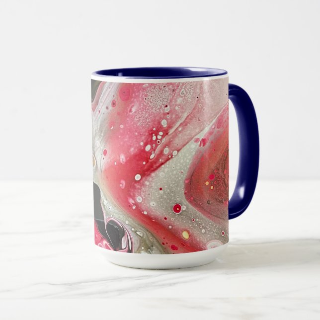 Tasse à café en rose, noir et or (Devant droit)