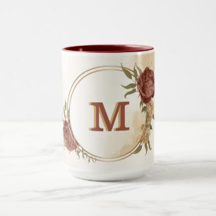 tasse à café en terre cuite ton floral verdure
