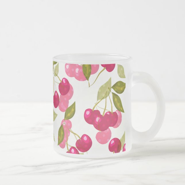 Tasse à café en verre dépoli de cerise mûre (Droit)