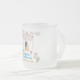 Tasse à café en verre givré Joyeux Mariage – Roman