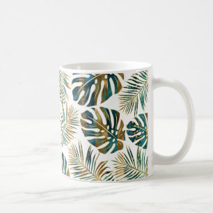 Tasse à café feuille turquoise et dorée