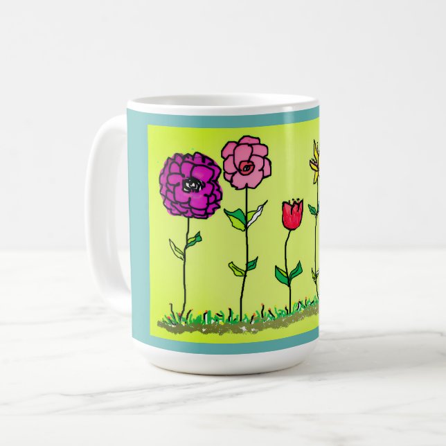 Tasse à café - Fleurs numériques (Devant gauche)