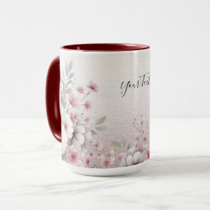 Tasse à café florale rose blanc moderne