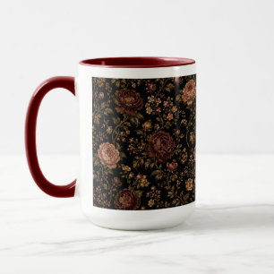Tasse à café florale sombre vintage Botanique lu
