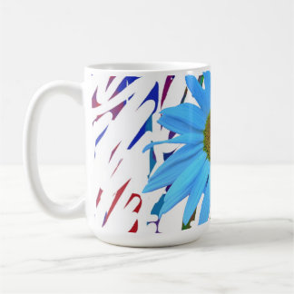 Tasse à café graphique abstraite Blue Daisy
