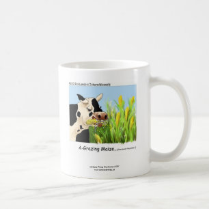 Tasse à café hilarante "Vache paissant du maïs"
