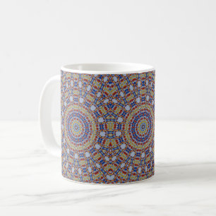 Tasse à café jaune bleu mandala