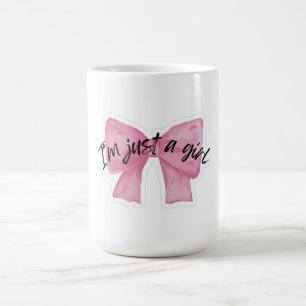 Tasse à café 'Je suis juste une fille' avec un nœu